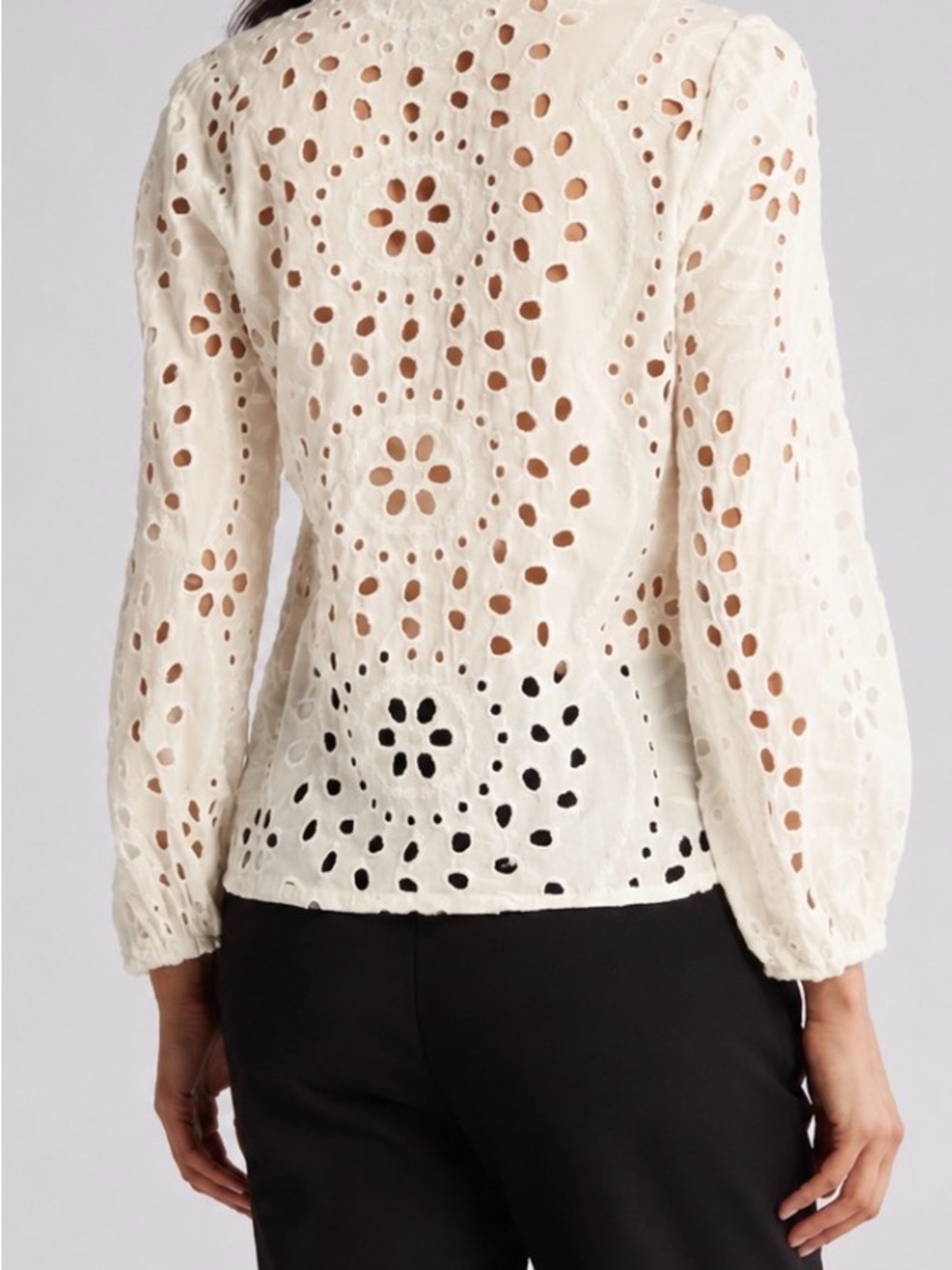 Forgotten Grace Ivory Eyelet Embroidered Boho Blouse Romantic Puff Sleeve Top XL - Picture 2 of 2
